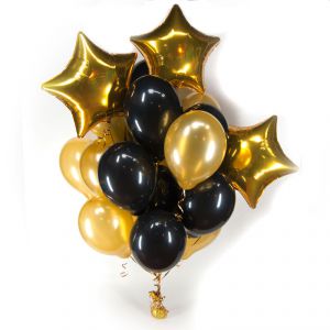 Набор из черно-золотых шаров со звездами ― SuperSharik